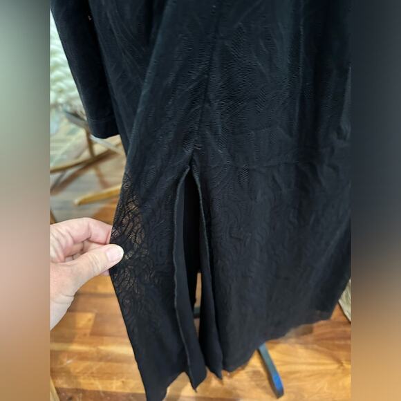 Rotate Birger Christensen Stretch Lace Deep V-Neck Long Sleeve Midi Dress - Picture 6 of 15